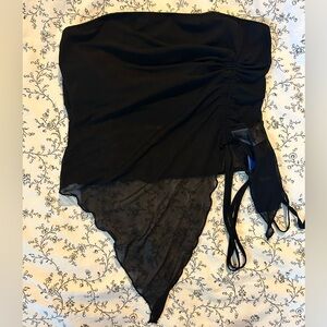 Asymmetrical drawstring ruched tube top